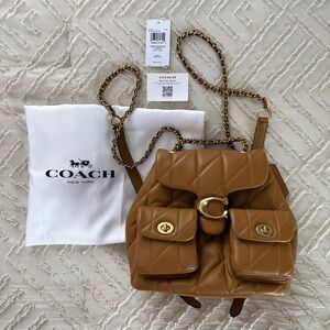 Coach Brown Quilted Leather Backpack, New with Tags
